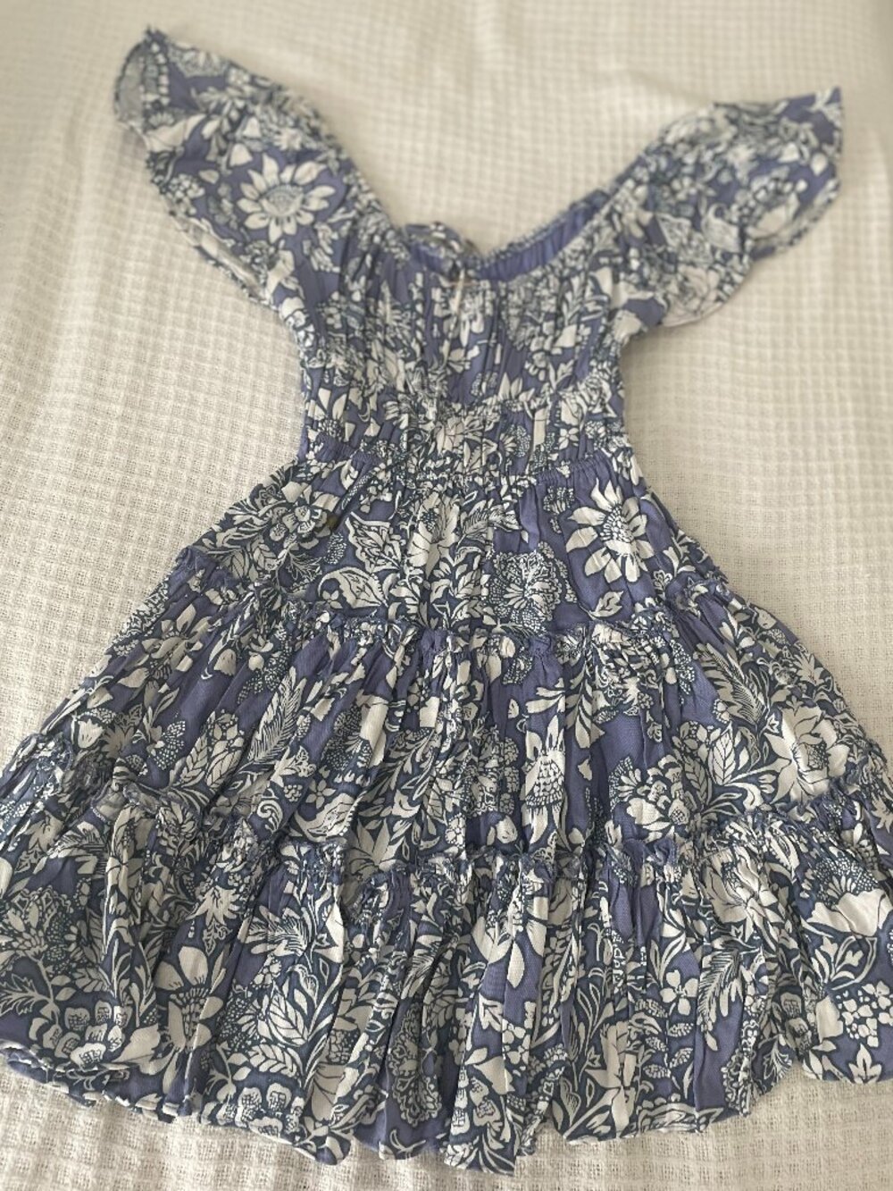 NWOT Sage and Paije White Blue Floral Mini Dress Extra Small